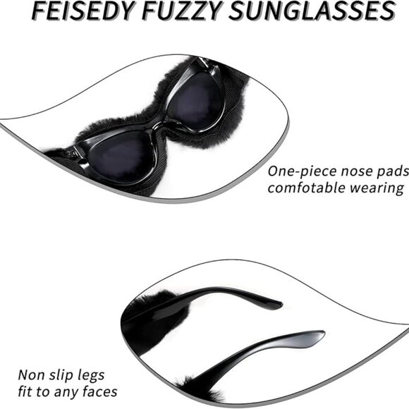 Plush Faux Fur Sunglasses - Picture 5 of 5